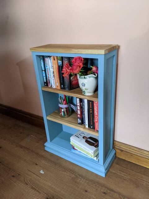 Small Painted Bookcase With Oak Shelves - image 1