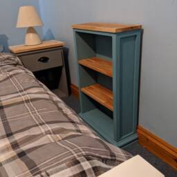 Small Painted Bookcase With Oak Shelves - thumbnail 2