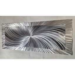 Hyper Nova Metal Wall Art, Abstract Silver & Grey, Modern Art By R Toomer - thumbnail 2
