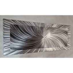 Hyper Nova Metal Wall Art, Abstract Silver & Grey, Modern Art By R Toomer - thumbnail 3