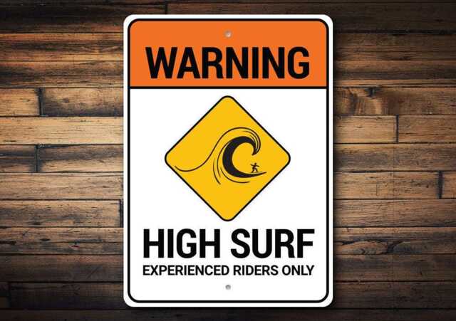 High Surfer Sign, Big Wave Surf Surfers House Gift, Metal Wall Decor, Custom Ocean Sign - Quality Aluminum - image 1