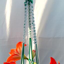 40 Inches 3mm Green & White Strong Macrame Plant Hanger - Hanging Planter Vip - thumbnail 3