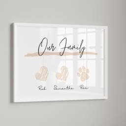 Personalised Framed Family Heart Print, Neutral Decor, Gift, Home Decor Gifts, & Pet Names, Beige Print - thumbnail 2