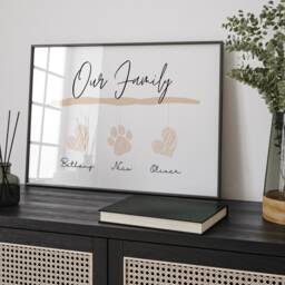 Personalised Framed Family Heart Print, Neutral Decor, Gift, Home Decor Gifts, & Pet Names, Beige Print - thumbnail 3