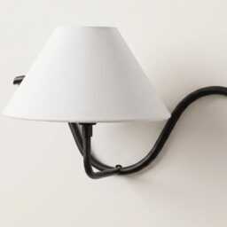 Matte Black Single Wall Sconce With White Fabric Shade, Vanity Light For Bedroom, Bathroom, Hallway, Living Room & Home Decor - thumbnail 2