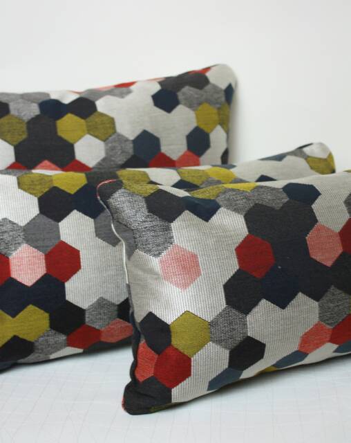 Geometric Hexagon Pillow Cover Carnegie Maxwell Red Accent - image 1