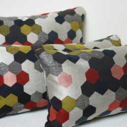 Geometric Hexagon Pillow Cover Carnegie Maxwell Red Accent - thumbnail 4