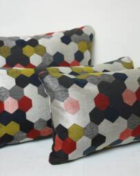 Geometric Hexagon Pillow Cover Carnegie Maxwell Red Accent - thumbnail 1