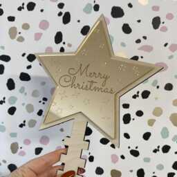 Personalised Christmas Tree Topper - Decoration Mirrored Acrylic Choose From Silver Or Gold Star - thumbnail 2
