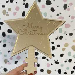 Personalised Christmas Tree Topper - Decoration Mirrored Acrylic Choose From Silver Or Gold Star - thumbnail 4