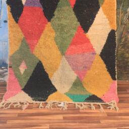 Moroccan Multi-Colors Rug, Beni Ourain Orange Wool Berber Custom Handmade Rug - thumbnail 3