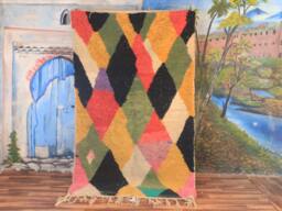 Moroccan Multi-Colors Rug, Beni Ourain Orange Wool Berber Custom Handmade Rug - thumbnail 1