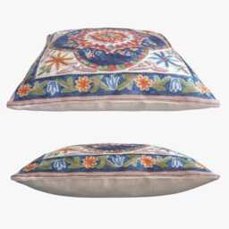 Stunning Hand Embroidered Silk Cushion Cover, Kashmiri Aari Crewel Embroidery, 40 X cm 16 in Vintage Style - thumbnail 3