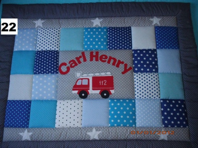 Baby Blanket, Quilt, Patchwork Crawling Children's Blanket Fire Brigade Immediately Available - image 1