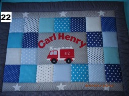 Baby Blanket, Quilt, Patchwork Crawling Children's Blanket Fire Brigade Immediately Available - thumbnail 1