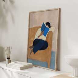 Reading Woman Art Print, Minimalist Figurative Poster, Cosy Reclining Reader, Modern Neutral Wall For Living Room, Bedroom Or Study - thumbnail 3