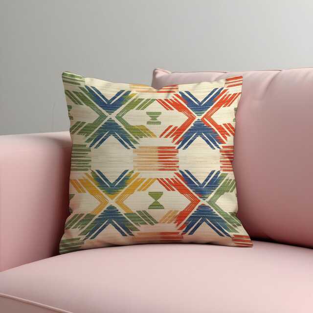 Boho Tribal Geometric Cushion Cover, Multicolor Southwestern Pattern Pillow Rustic & Eclectic Bohemian Decor - image 1