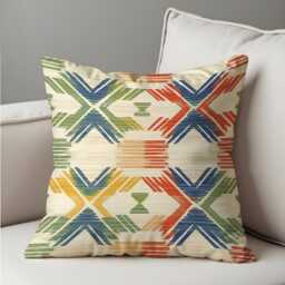 Boho Tribal Geometric Cushion Cover, Multicolor Southwestern Pattern Pillow Rustic & Eclectic Bohemian Decor - thumbnail 3