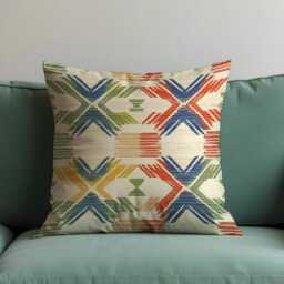 Boho Tribal Geometric Cushion Cover, Multicolor Southwestern Pattern Pillow Rustic & Eclectic Bohemian Decor - thumbnail 2