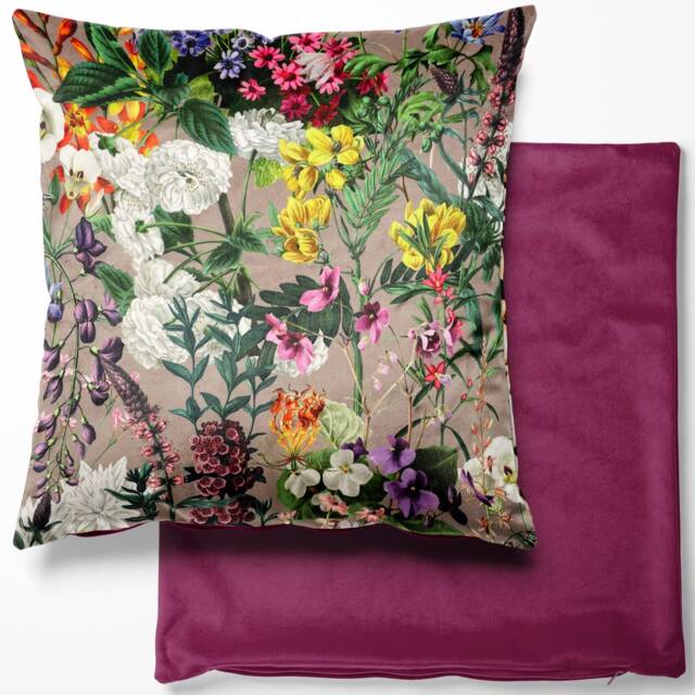 Tropical Velvet Cushion Cover - Summer Floral Dove Grey Botanical, Floral, Exotic, Premium Quality Square 46cm X - image 1