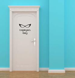 Employees Only Door Sign, Optometry Wall Decal, Eye Doctor Office Decor, Glasses Art, Funny Eyeglasses Design - thumbnail 1
