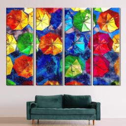 Colorful Umbrellas Abstract Canvas Print Modern Wall Decor - thumbnail 2