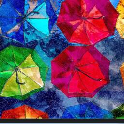Colorful Umbrellas Abstract Canvas Print Modern Wall Decor - thumbnail 4