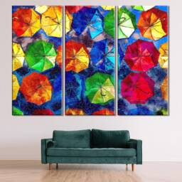 Colorful Umbrellas Abstract Canvas Print Modern Wall Decor - thumbnail 3