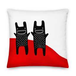 Throw Pillow Rabbit Monsters Folk Art Print Whimsical Home Decor Housewarming Birthday Gifts Funny Creepy Cute Weird Bunny Quirky Gift Goth - thumbnail 3