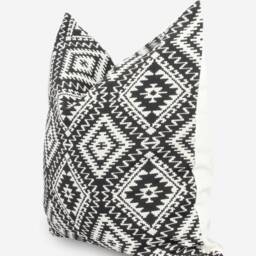 Black & White Geometric Pillow Cover Boho Throw Cushion, 26x26 Euro Sham - thumbnail 3