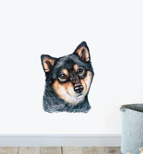 Shiba Inu Dog Black Wall Sticker Decal - Dogs & Pets Stickers, Art, Decals, Kids Animals Decals