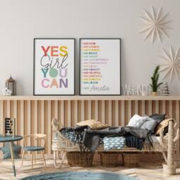 I Am Print, Girls Bedroom Decor, Positive Affirmations, Rainbow Wall Art, Nursery Prints, Bedroom, Motivational Prints, Set Of 2 - thumbnail 2