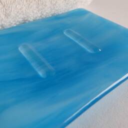 streaky Turquoise & White Fused Glass Soap Dish By Bprdesigns - thumbnail 3
