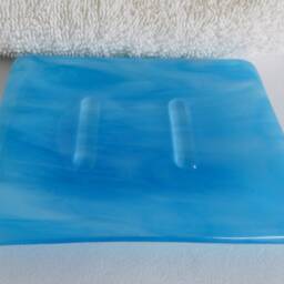 streaky Turquoise & White Fused Glass Soap Dish By Bprdesigns - thumbnail 2