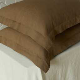 Oxford Cacao Linen Pillowcase/Soft Durable Pillow Sham With Classic Border Natural Cover For Bedroom Decor Breathable Comfort - thumbnail 2