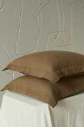 Oxford Cacao Linen Pillowcase/Soft Durable Pillow Sham With Classic Border Natural Cover For Bedroom Decor Breathable Comfort