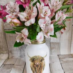 Highland Cow Decoupage Kilner Jar Painted Vase, Table Centerpiece - thumbnail 3
