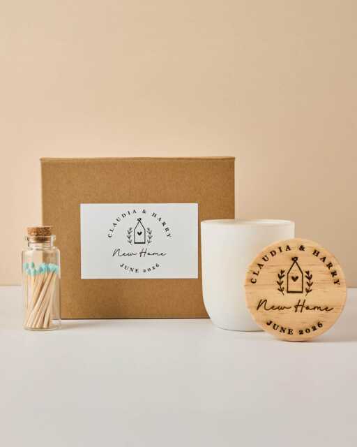 Personalised Engraved Lid Candle Gift - House Warming New Home Set - image 1