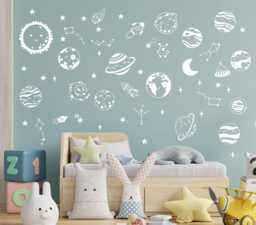 Sale Space Wall Decal Solar System, Planets, Stars - Kids Room Decor - thumbnail 1