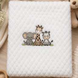 Personalised Safari Baby Blanket - Soft Embroidered Newborn Gift 75cm X 100cm - thumbnail 4