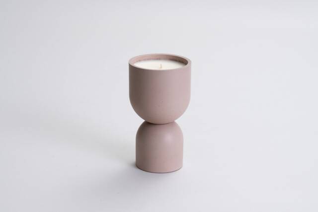 Coppa Cameo Rose Candle - Organic Coconut Soy Candles in Concrete Vessel Beton Hand Poured Vegan Reusable Container Eco Friendly - image 1