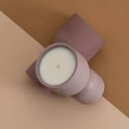 Coppa Cameo Rose Candle - Organic Coconut Soy Candles in Concrete Vessel Beton Hand Poured Vegan Reusable Container Eco Friendly - thumbnail 2