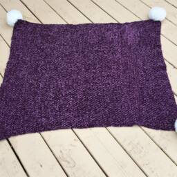 Super Soft Baby Blanket With Faux Fur Pom Poms/ Knit in Velveteen Yarn - thumbnail 3