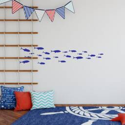 School Of Fish Wall Decals Nautical Nursery Decor - 55 Peel & Stick - thumbnail 1