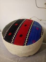 Kilim Pouf Ottoman 20x8 Inches Turkish Vintage Poufs Floor Pillow Cover Oversize Anatolian Cicim - thumbnail 1