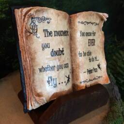 Peter Pan Quote - Handmade Resin Display Storybook With Antiqued Pages On A Rustic Salvage Wood Base - thumbnail 2