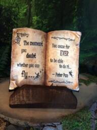 Peter Pan Quote - Handmade Resin Display Storybook With Antiqued Pages On A Rustic Salvage Wood Base - thumbnail 1