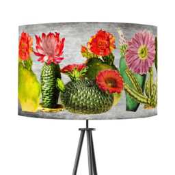 Velvet Cactus Grey Lampshade Drum - Handmade 25cm 30cm 35cm 40cm 45cm Cacti Tropical Homewares Home Furnishings, Floor - thumbnail 4