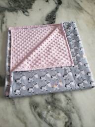 Zebra Snuggle Flannel & Minky Dot Baby Blanket Ready To Ship