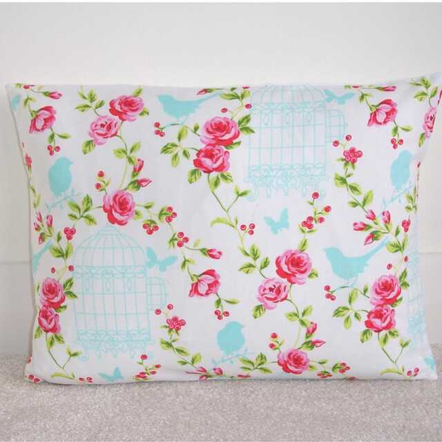 Pillow Cover Birds 12x16 Oblong Pink Roses Birdcage Butterfly Bolster Cushion Case Sham Garden Slip Pillowcase Turquoise Floral